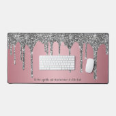 Chic Rose Gold Pink Silver Glitzer Tropfen Custom Schreibtischunterlage (Tastatur & Maus)