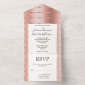 Chic Rose Gold Ribbon Wedding All In One Einladung (Innen Boden)