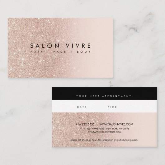 Chic Rose Gold Salon Eintrittskarte Visitenkarte (Vorne/Hinten)