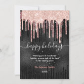 Chic Rose Gold Schwarz Neujahr Weihnachtsgrüße Karte (Vorderseite)