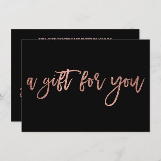 Chic Rose Gold Schwarz-Script-Spritzgeschenkgutsch (Vorne/Hinten)