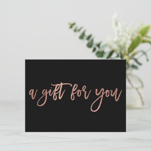 Chic Rose Gold Schwarz-Script-Spritzgeschenkgutsch (Stehend Vorderseite)