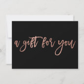 Chic Rose Gold Schwarz-Script-Spritzgeschenkgutsch (Vorderseite)