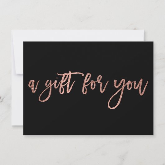 Chic Rose Gold Schwarz-Script-Spritzgeschenkgutsch (Vorderseite)