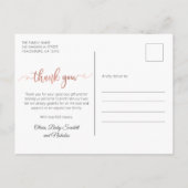Chic Rose Gold Script Baby Foto Collage Vielen Dan Postkarte (Rückseite)