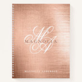 Chic Rose Gold Script Monogram Notizblock (Vorderseite)