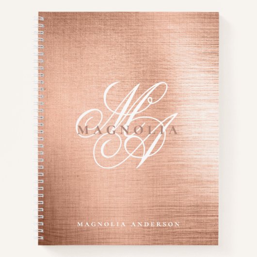 Chic Rose Gold Script Monogram Notizblock (Vorderseite)
