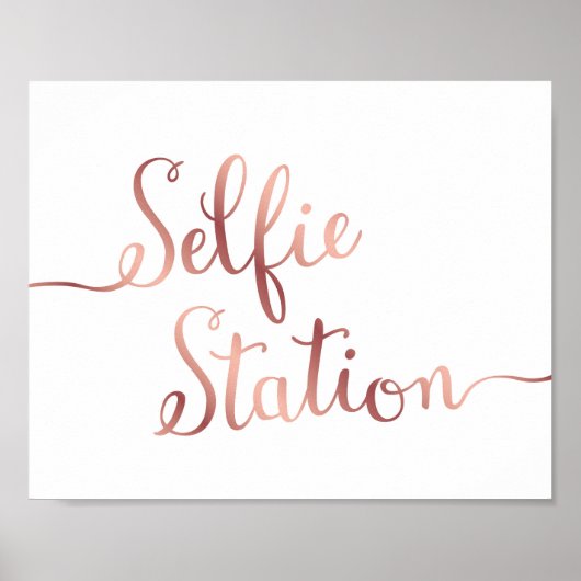 Chic Rose Gold SELFIE STATION signieren Poster (Vorne)