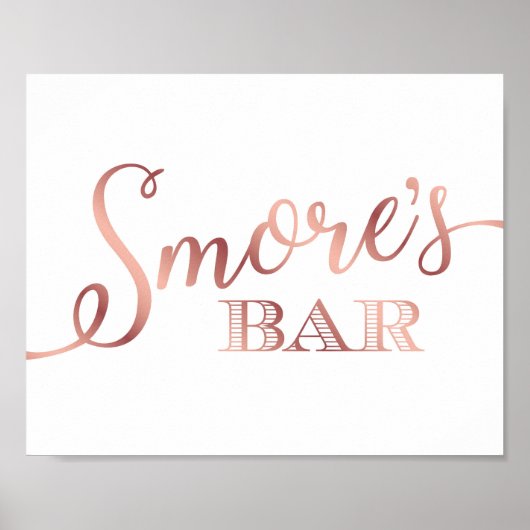 Chic Rose Gold SMORES BAR Sign Print Poster (Vorne)