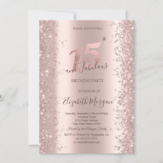 Chic Rose Gold Sparkle Diamonds 15. Geburtstag Einladung