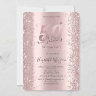 Chic Rose Gold Sparkle Diamonds 50. Geburtstag Einladung