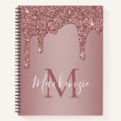 Chic Rose Gold Sparkle Drilling Glitzer Monogram Notizblock (Vorderseite)