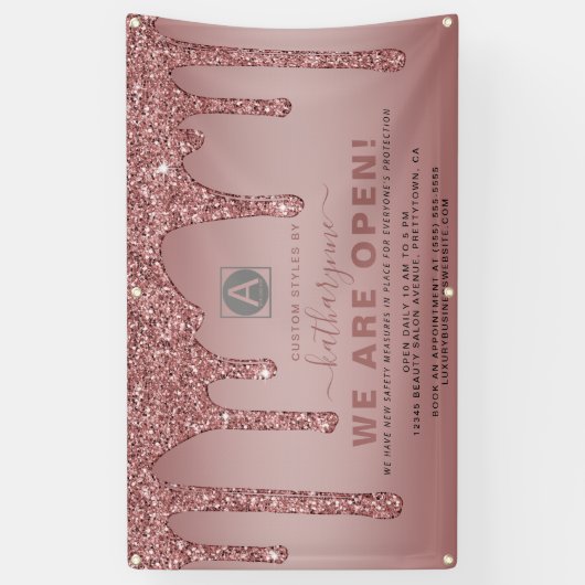 Chic Rose Gold Sparkle Glitzer Tropfen Business Op Banner (Vertikal)