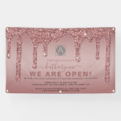 Chic Rose Gold Sparkle Glitzer Tropfen Business Op Banner (Horizontal)