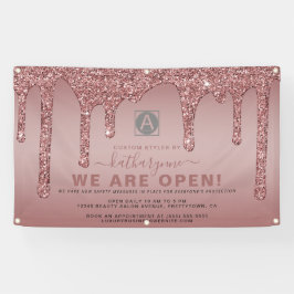 Chic Rose Gold Sparkle Glitzer Tropfen Business Op Banner