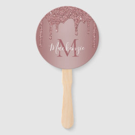 Chic Rose Gold Sparkle Glitzer Tropfen Monogram Fächer