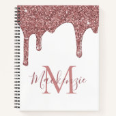 Chic Rose Gold Sparkle Glitzer Tropfen Monogram Notizblock (Vorderseite)