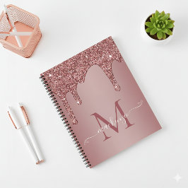 Chic Rose Gold Sparkle Glitzer Tropfen Monogram Notizblock