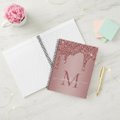 Chic Rose Gold Sparkle Glitzer Tropfen Monogram Notizblock