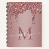 Chic Rose Gold Sparkle Glitzer Tropfen Monogram Notizblock (Vorderseite)