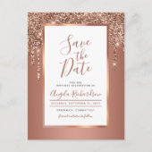 Chic Rose Gold Sparkle Glitzer Tropfen Save the Da Postkarte (Vorderseite)