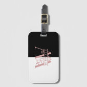 Chic Rose Gold Split Custom Monogram W Gepäckanhänger (Vorderseite Vertikal)