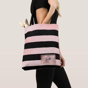 Chic Rose Gold Streifen Tasche