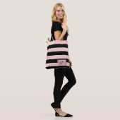Chic Rose Gold Streifen Tasche (Am Model)
