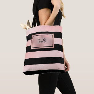 Chic Rose Gold Streifen Tasche