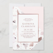 Chic Rose Gold Terrazzo Pattern Girl Baby Sprinkle Einladung (Vorderseite)