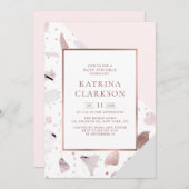 Chic Rose Gold Terrazzo Pattern Girl Baby Sprinkle Einladung (Vorne/Hinten)