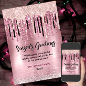 Chic Rose Gold Tropfen Neujahr Weihnachtsgrüße Karte