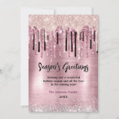Chic Rose Gold Tropfen Neujahr Weihnachtsgrüße Karte (Vorderseite)