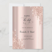 Chic Rose Gold Tropfen Save the Date (Vorderseite)