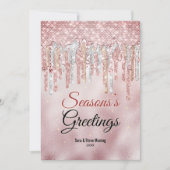 Chic Rose Gold Tropfen Weihnachts-Neujahr Gruß Karte (Vorderseite)