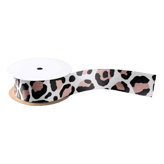 Chic Rose Gold und Black Leopard Print Satinband (Spule)