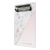 Chic Rose Gold und Weiß Marmor Personalisiert Mini Klemmbrett (Gewinkelt2)