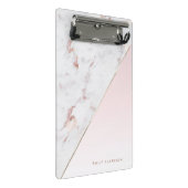 Chic Rose Gold und Weiß Marmor Personalisiert Mini Klemmbrett (Schrägansicht)