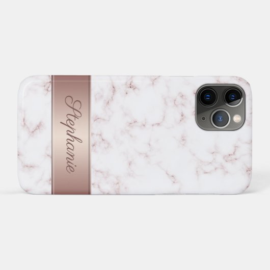 Chic Rose Gold und White Marble Script Name Case-Mate iPhone Hülle (Rückseite (Horizontal))