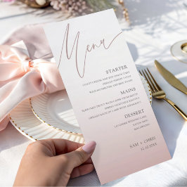 Chic Rose Gold  Wedding Dinner Menu Menükarte