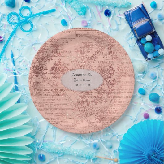 Chic Rose Gold Wedding Pappteller (Party)