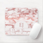 Chic Rose Gold White Marble Script Name Monogram Mousepad (Mit Mouse)