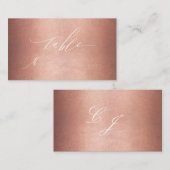 Chic Rose Gold White Script Monogram Wedding Platzkarte (Vorne/Hinten)