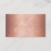 Chic Rose Gold White Script Monogram Wedding Platzkarte (Vorderseite)