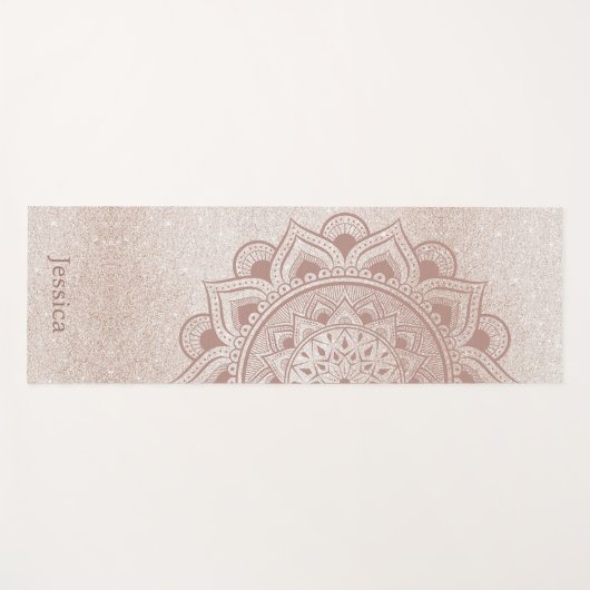 Chic Rose Gold Yogi Mandala Namaste Om Individuell Yogamatte (Vorderseite (Horizontal))