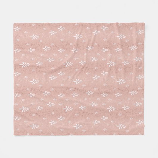 Chic Rose goldfarbenes Weihnachtsbaummuster Fleecedecke (Vorderseite (Horizontal))