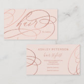Chic Rose Goldfolie Haar blühe Typografie pink Visitenkarte (Vorne/Hinten)