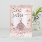 Chic Rose goldglatter Kleid Schmetterling tiara In Einladung (Stehend Vorderseite)