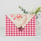 Chic Rose Hochzeit Einladung (Stehend Vorderseite)