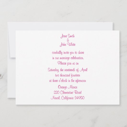 Chic Rose Hochzeit Einladung (Rückseite)